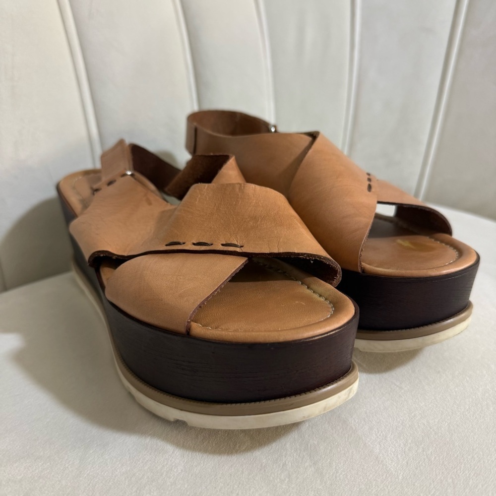 Kenneth Kole New York Brown Leather Platform Sandals Size EUR 39 - Picture 2 of 13